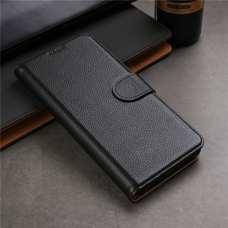 Litchi Texture Genuine Leather Wallet Stand Case for Samsung Galaxy S9+ G965 - Black-4