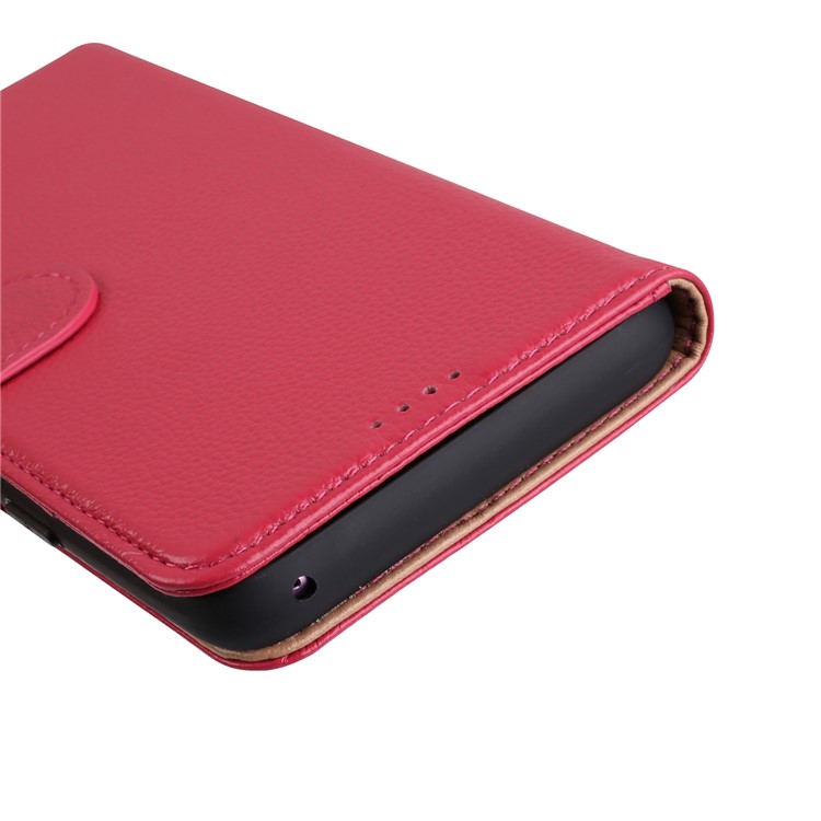 Litchi Texture Genuine Leather Wallet Stand Cover for Samsung Galaxy S9+ G965 - Red-12