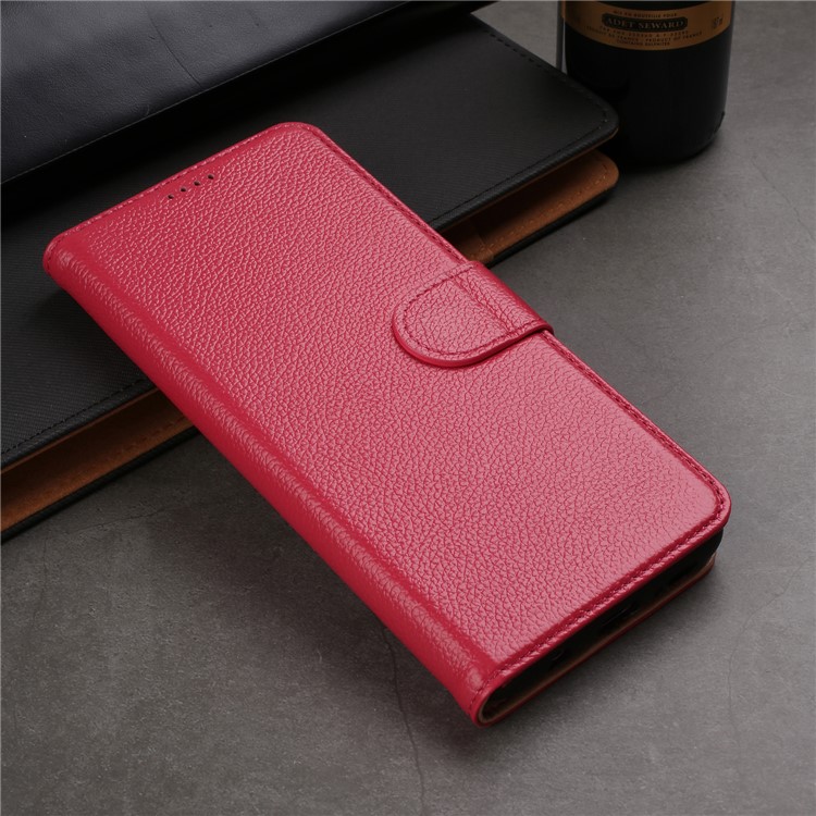 Litchi Texture Genuine Leather Wallet Stand Cover for Samsung Galaxy S9+ G965 - Red-15