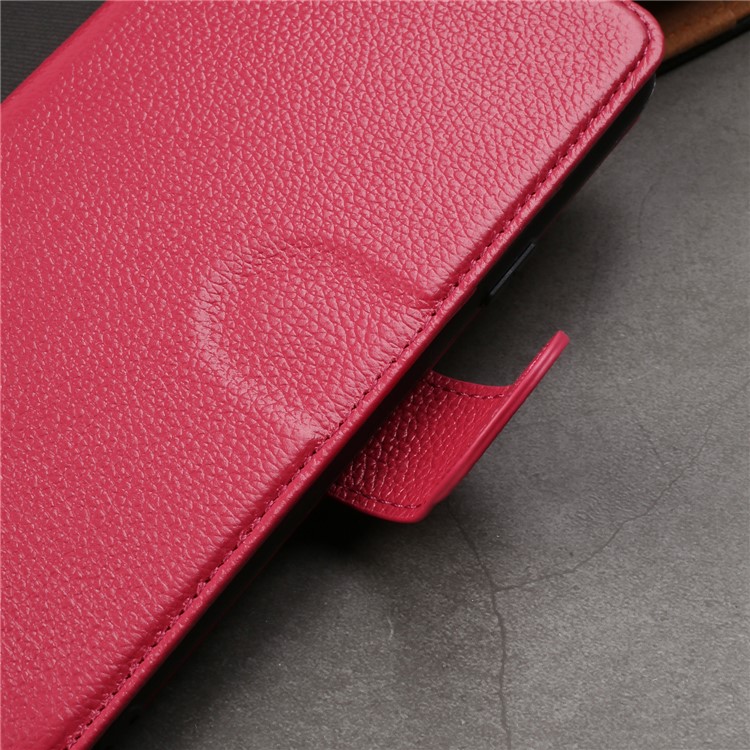 Litchi Texture Genuine Leather Wallet Stand Cover for Samsung Galaxy S9+ G965 - Red-19