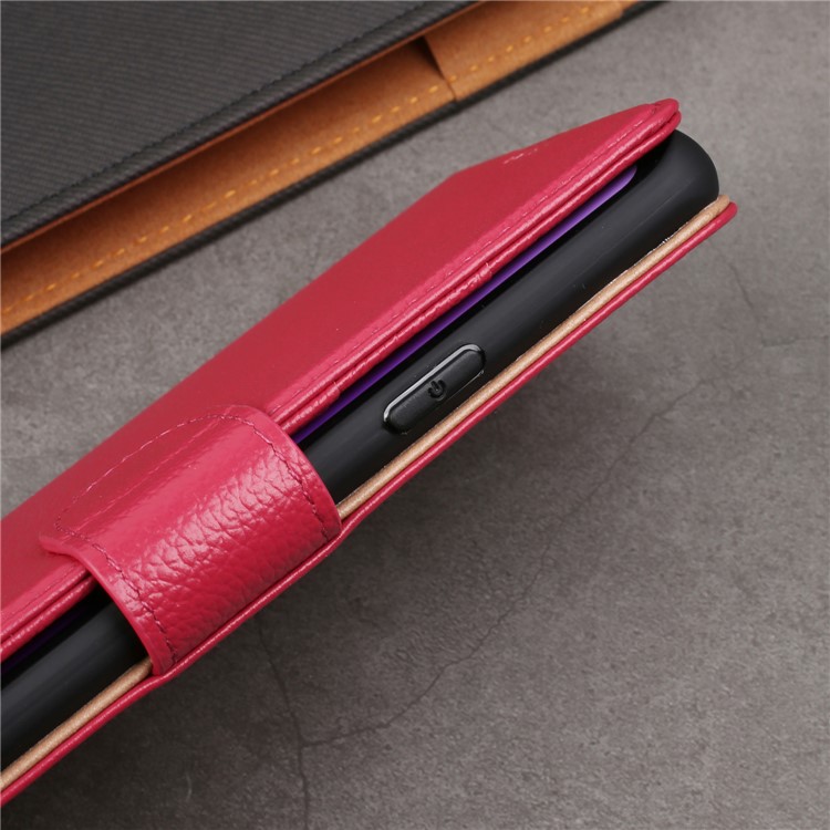 Litchi Texture Genuine Leather Wallet Stand Cover for Samsung Galaxy S9+ G965 - Red-20