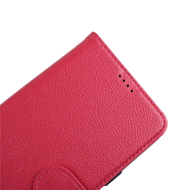 Litchi Texture Genuine Leather Wallet Stand Cover for Samsung Galaxy S9+ G965 - Red-4
