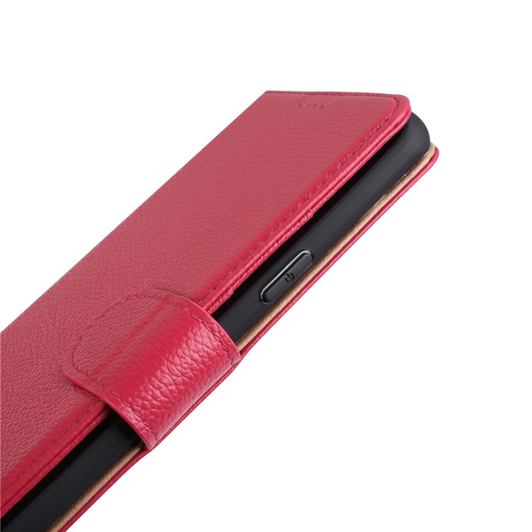 Litchi Texture Genuine Leather Wallet Stand Cover for Samsung Galaxy S9+ G965 - Red-6