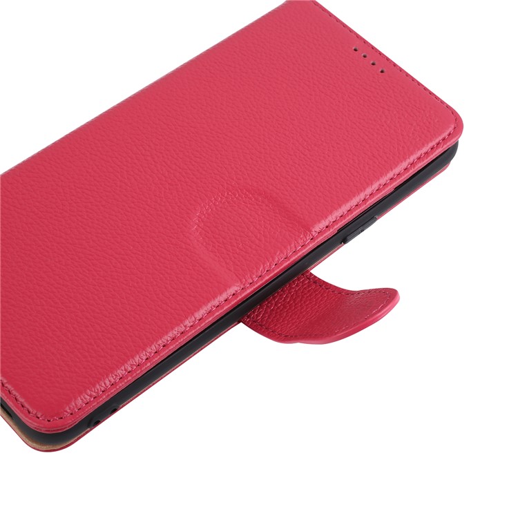 Litchi Texture Genuine Leather Wallet Stand Cover for Samsung Galaxy S9+ G965 - Red-7