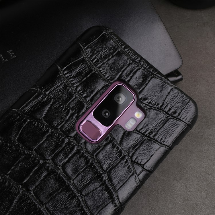 Crocodile Texture Genuine Leather Coated Plastic Case for Samsung Galaxy S9+ SM-G965 - Black-13
