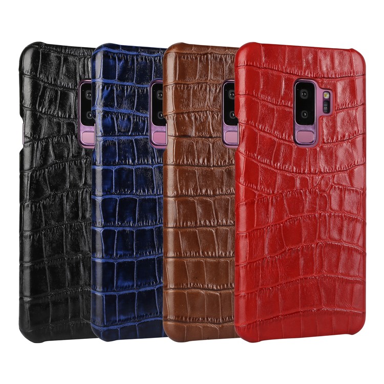Crocodile Texture Genuine Leather Coated Plastic Case for Samsung Galaxy S9+ SM-G965 - Black-19