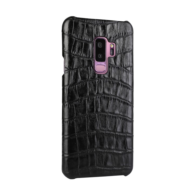 Crocodile Texture Genuine Leather Coated Plastic Case for Samsung Galaxy S9+ SM-G965 - Black-2