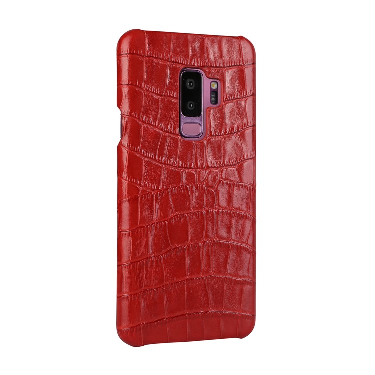 Crocodile Texture Genuine Leather Coated Plastic Cover for Samsung Galaxy S9+ SM-G965 - Red-2