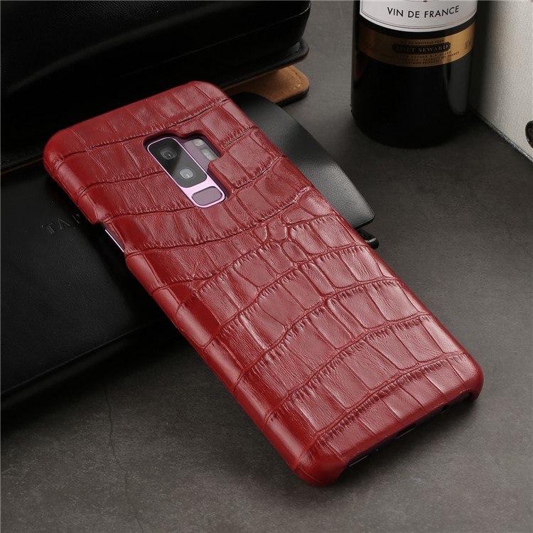 Crocodile Texture Genuine Leather Coated Plastic Cover for Samsung Galaxy S9+ SM-G965 - Red-4