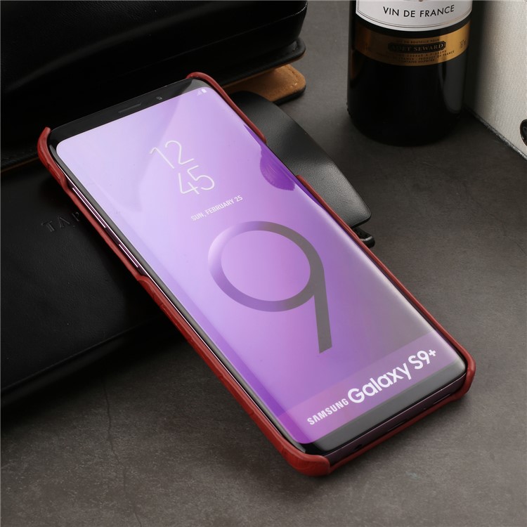 Crocodile Texture Genuine Leather Coated Plastic Cover for Samsung Galaxy S9+ SM-G965 - Red-5