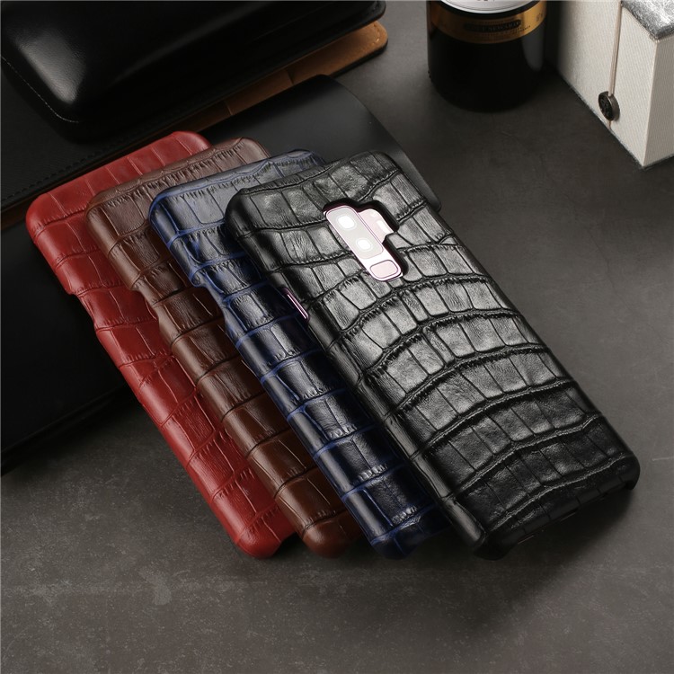 Crocodile Texture Genuine Leather Coated Plastic Cover for Samsung Galaxy S9+ SM-G965 - Red-6