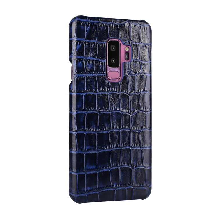 Crocodile Texture Genuine Leather Coated Plastic Shell for Samsung Galaxy S9 Plus SM-G965 - Blue-2