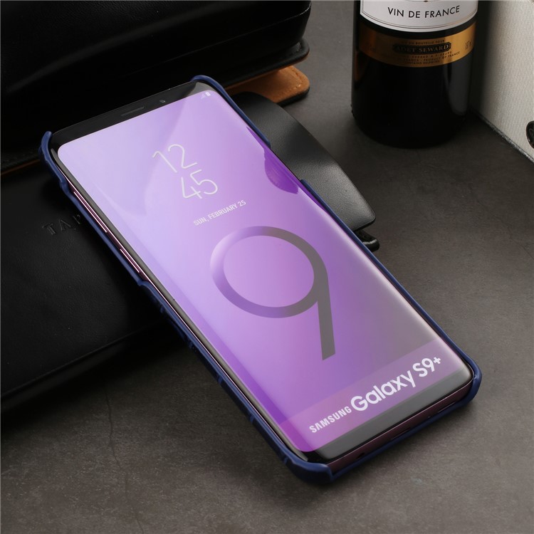 Crocodile Texture Genuine Leather Coated Plastic Shell for Samsung Galaxy S9 Plus SM-G965 - Blue-5