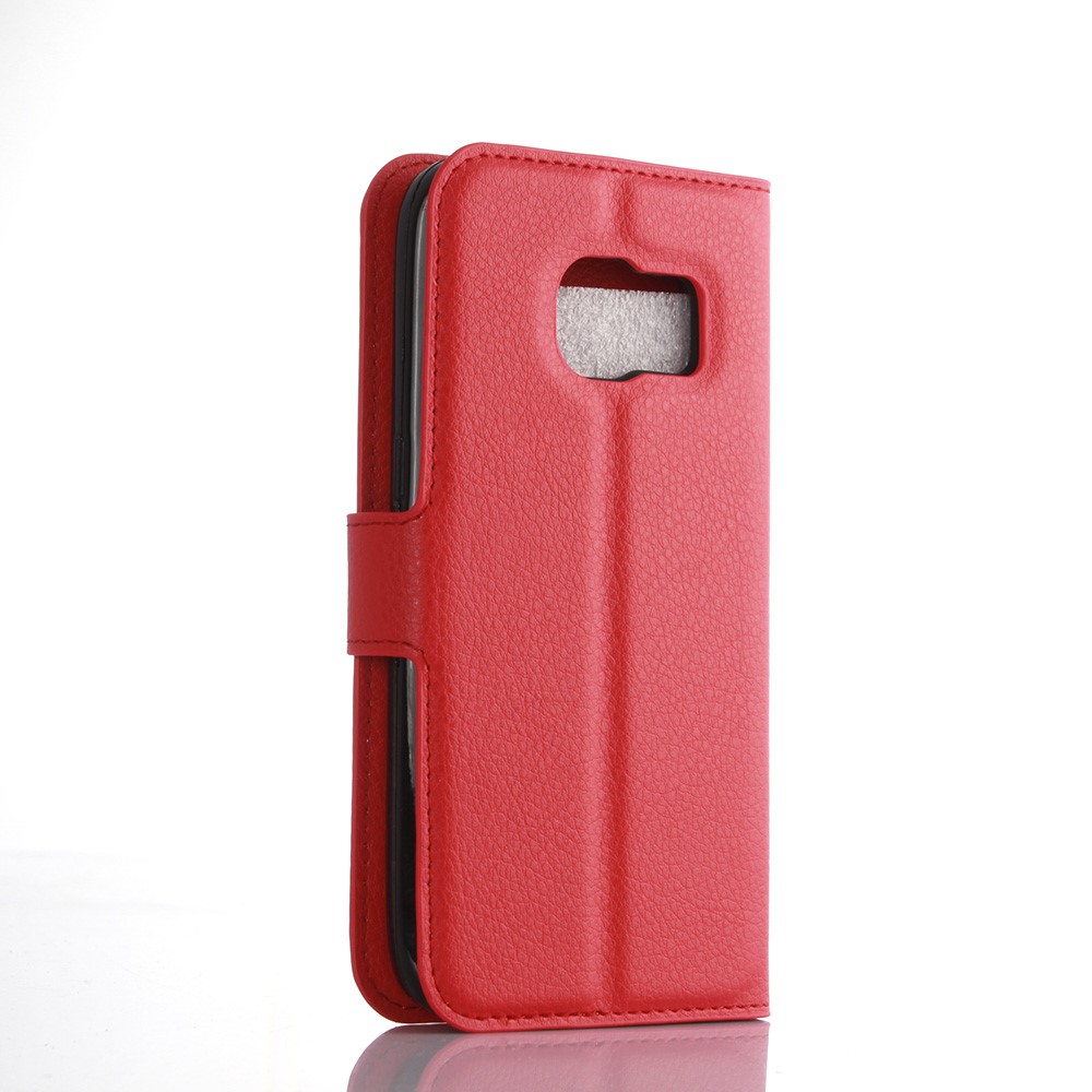 Litchi Skin Wallet Stand Leder Telefonabdeckung Für Samsung Galaxy S7 Edge Mobiltelefonzubehör - Rot-2