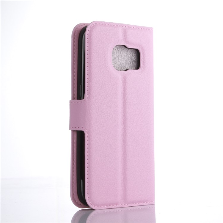 Litchi Texture Leather Case Protector for Samsung Galaxy S7 Edge - Pink-2
