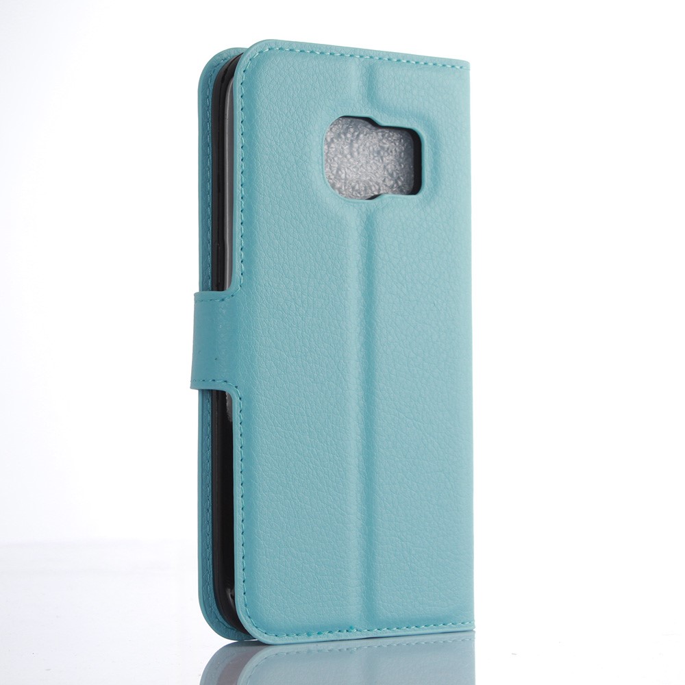 Litchi Texture Stand Leather Shell Case for Samsung Galaxy S7 Edge - Blue-2