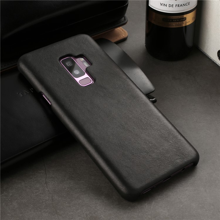 Retro Genuine Leather Coated Hard PC Case for Samsung Galaxy S9+ G965 - Black-11