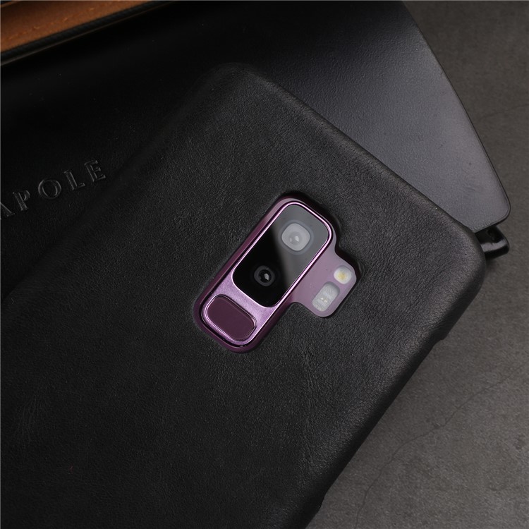 Retro Genuine Leather Coated Hard PC Case for Samsung Galaxy S9+ G965 - Black-13