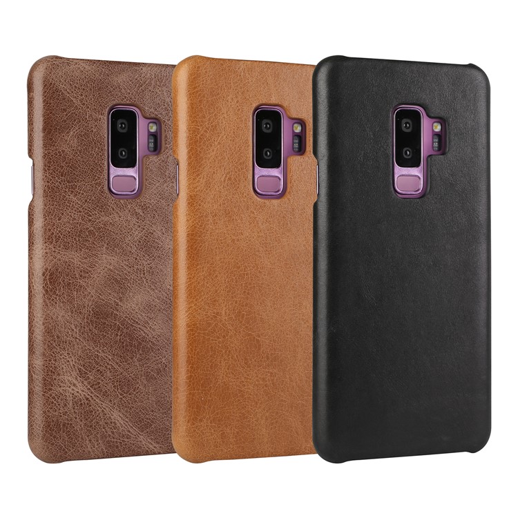 Retro Genuine Leather Coated Hard PC Case for Samsung Galaxy S9+ G965 - Black-19