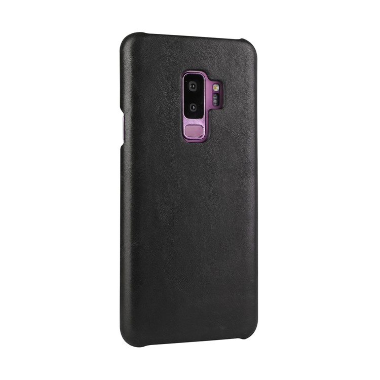 Retro Genuine Leather Coated Hard PC Case for Samsung Galaxy S9+ G965 - Black-2