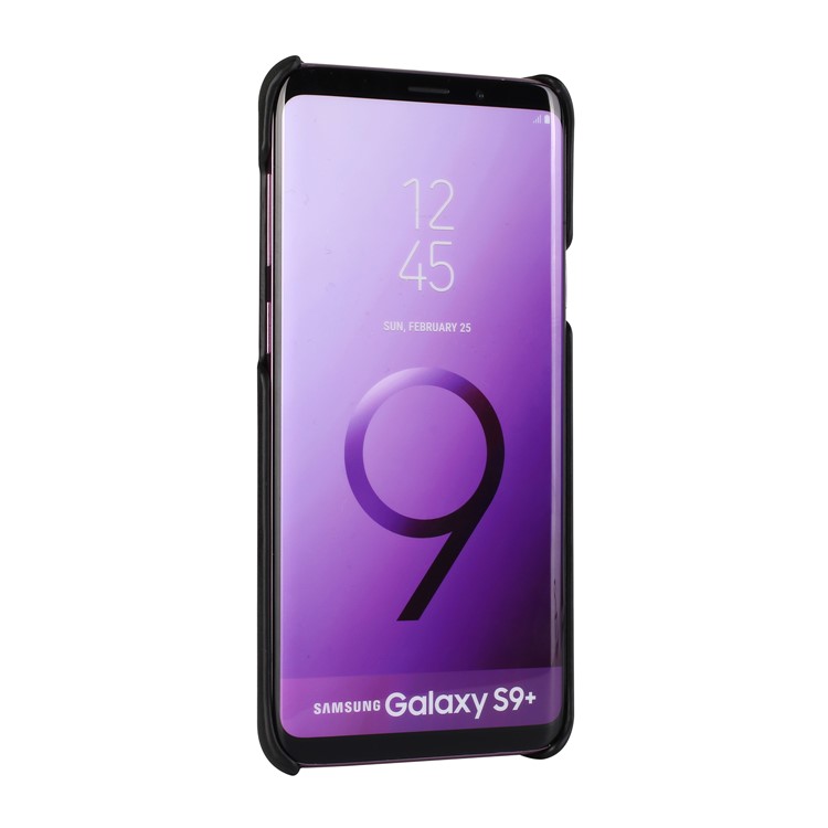 Retro Genuine Leather Coated Hard PC Case for Samsung Galaxy S9+ G965 - Black-3