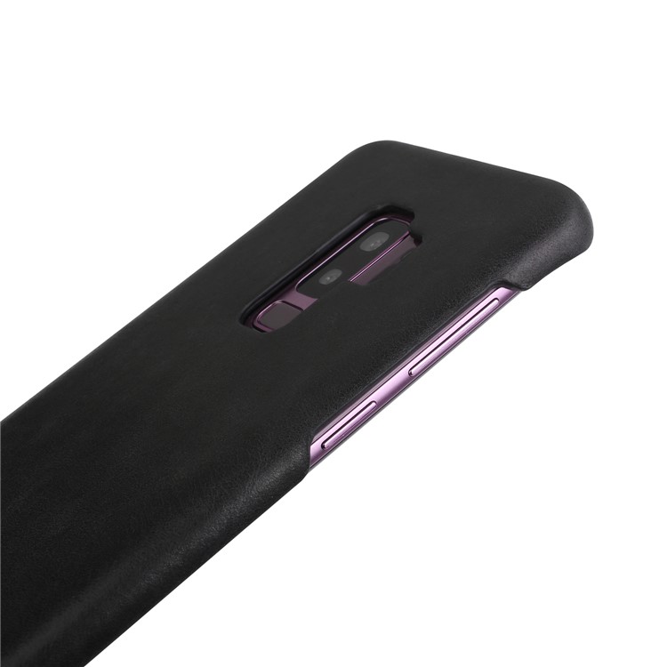 Retro Genuine Leather Coated Hard PC Case for Samsung Galaxy S9+ G965 - Black-5