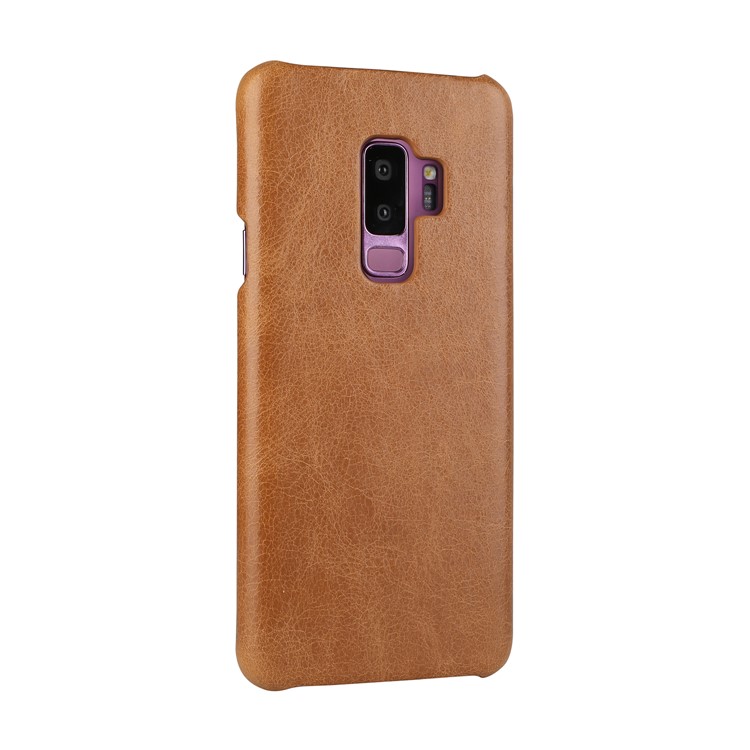 Retro Genuine Leather Coated Hard PC Cover for Samsung Galaxy S9+ G965 - Brown-2
