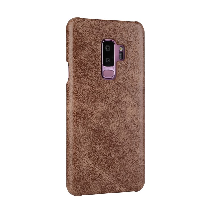 Retro Genuine Leather Coated PC Phone Case for Samsung Galaxy S9+ G965 - Coffee-2