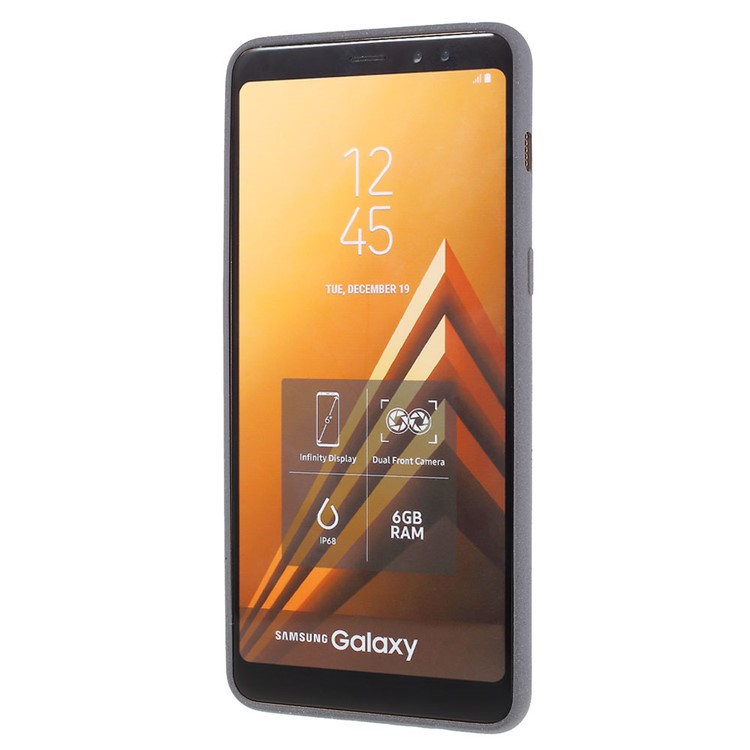 Skin-touch Matte TPU Jelly Protective Casing for Samsung Galaxy A8 Plus (2018) - Grey-3