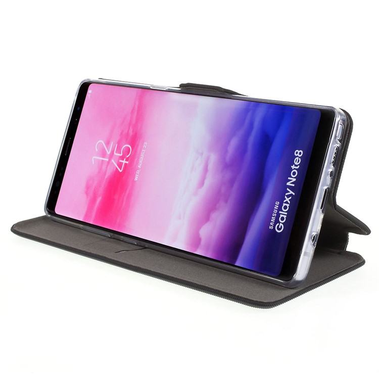 Cloth Texture Stand Leather Case with Card Slot for Samsung Galaxy Note 8 N950 - Black-6