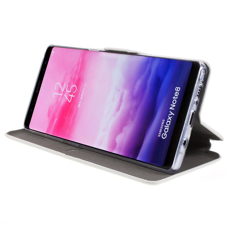 Cloth Texture Stand Leather Cover with Card Slot for Samsung Galaxy Note 8 N950 - White-4