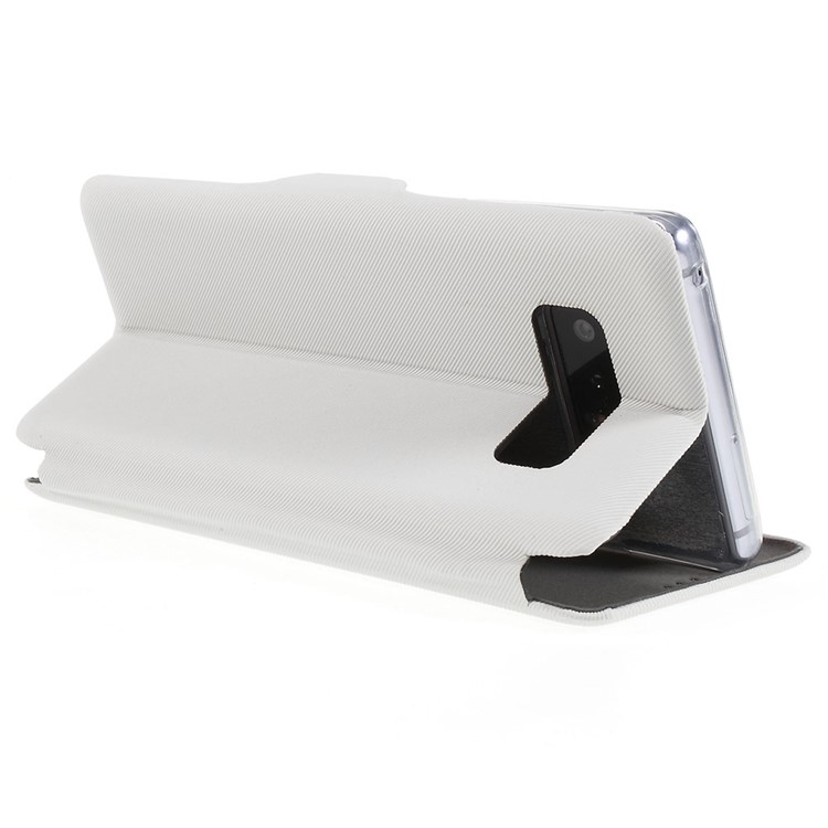Cloth Texture Stand Leather Cover with Card Slot for Samsung Galaxy Note 8 N950 - White-5