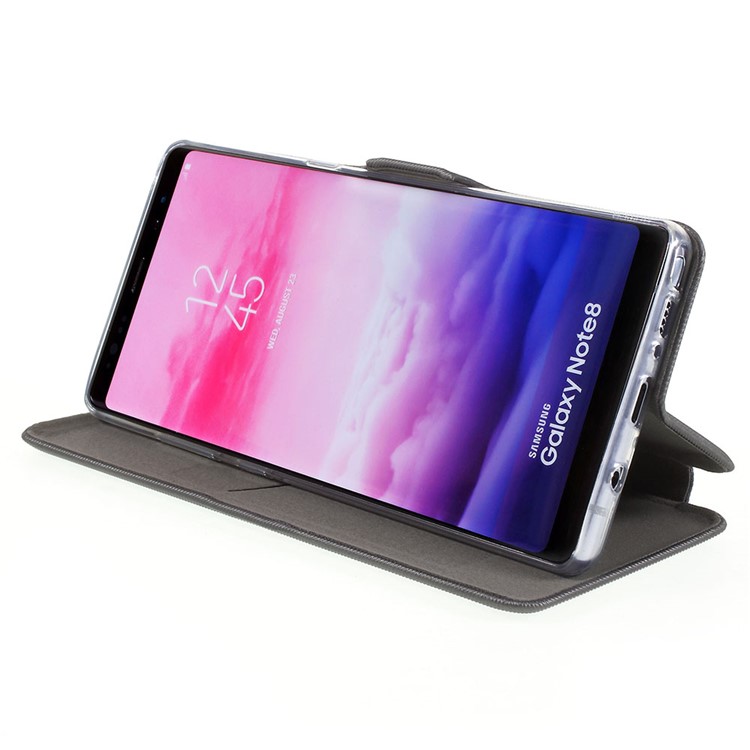 Cloth Texture Stand Leather Shell with Card Slot for Samsung Galaxy Note 8 N950 - Grey-4