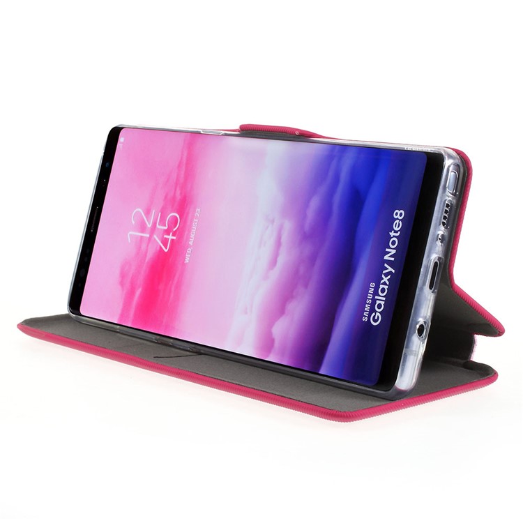 Cloth Texture Stand Leather Phone Case with Card Slot for Samsung Galaxy Note 8 N950 - Rose-4