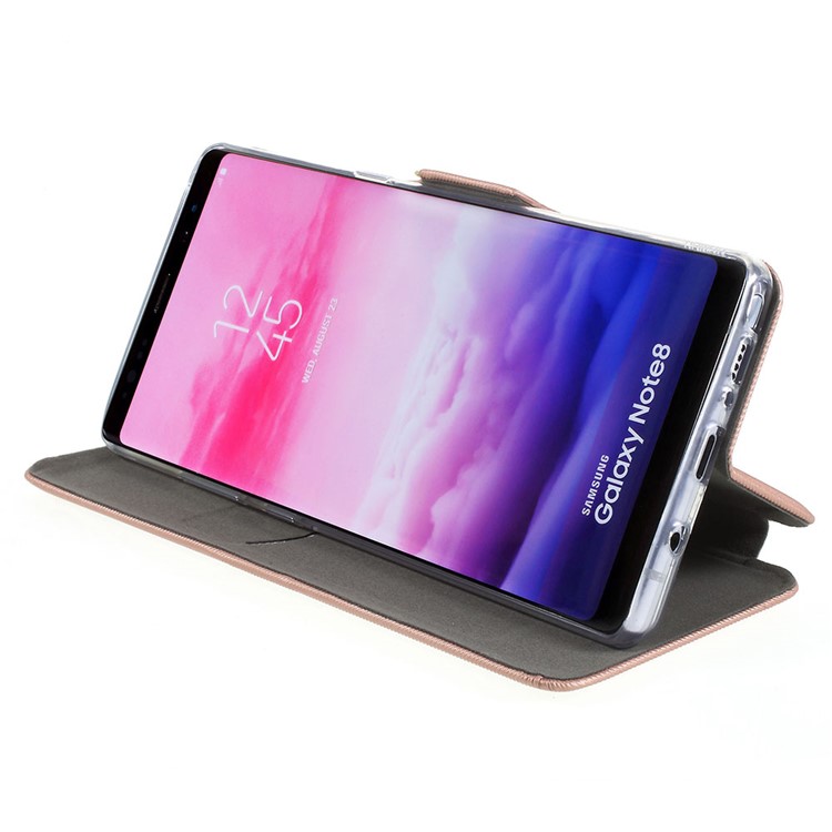 Cloth Texture Stand Leather Mobile Case with Card Slot for Samsung Galaxy Note 8 N950 - Rose Gold-4