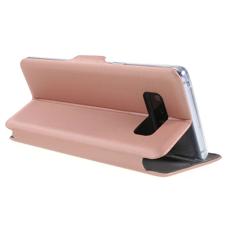 Cloth Texture Stand Leather Mobile Case with Card Slot for Samsung Galaxy Note 8 N950 - Rose Gold-5