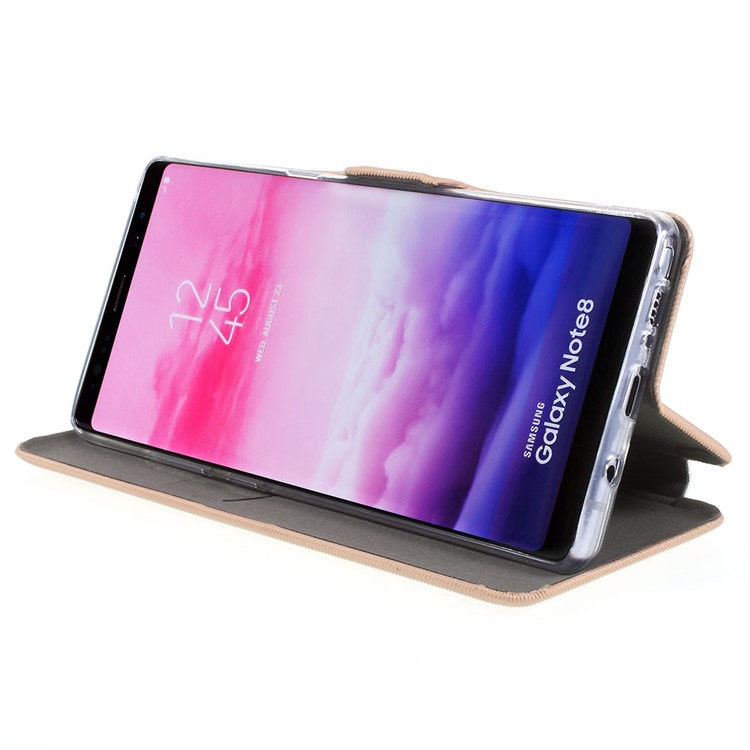 Cloth Texture Stand Leather Cover Case with Card Slot for Samsung Galaxy Note 8 N950 - Gold-4
