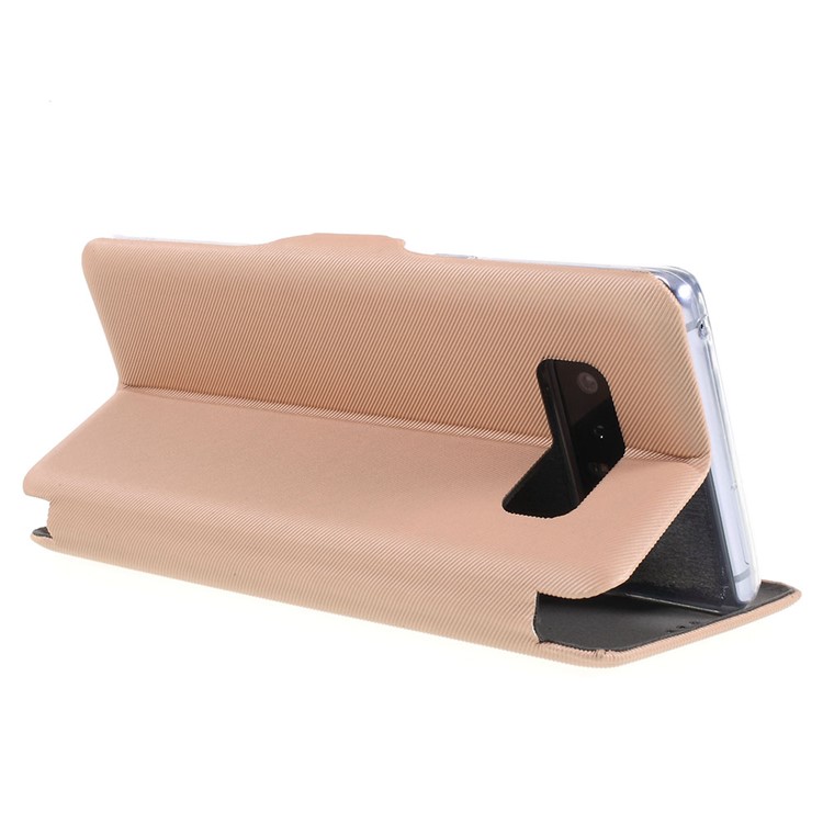Cloth Texture Stand Leather Cover Case with Card Slot for Samsung Galaxy Note 8 N950 - Gold-5