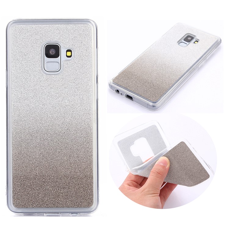 Gradient Glitter Powder Soft TPU Case for Samsung Galaxy A8 (2018) - Grey-1