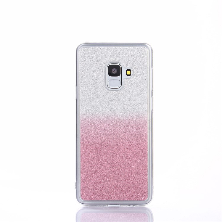 Gradient Glitter Powder Soft TPU Cover for Samsung Galaxy A8 (2018) - Rose-2