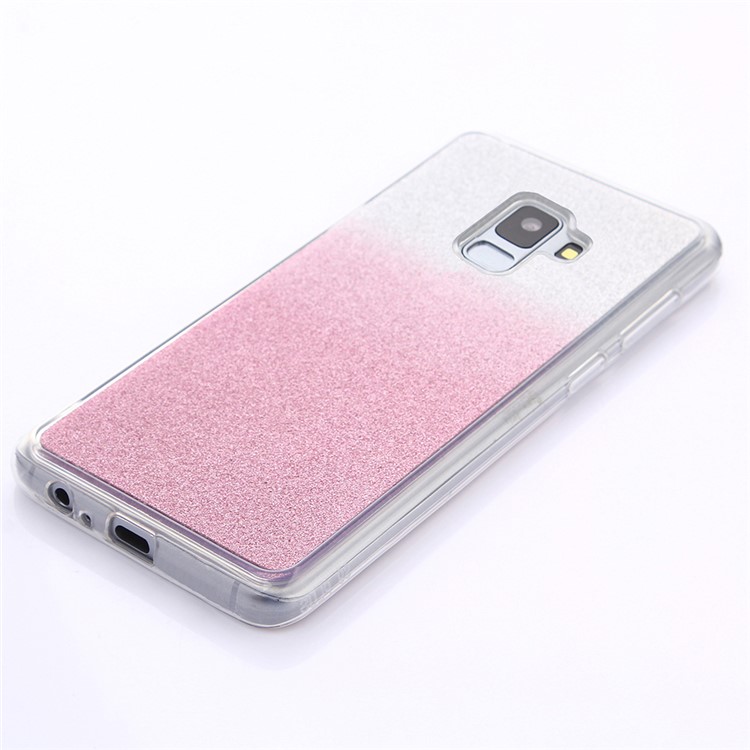 Gradient Glitter Powder Soft TPU Cover for Samsung Galaxy A8 (2018) - Rose-3