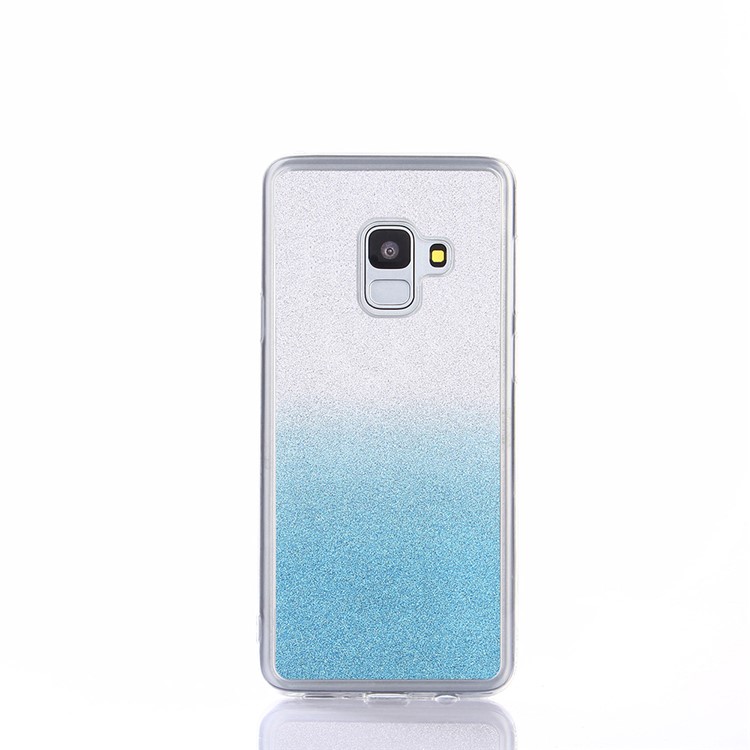 Gradient Glitter Powder Soft TPU Mobile Phone Cover for Samsung Galaxy A8 (2018) - Baby Blue-2