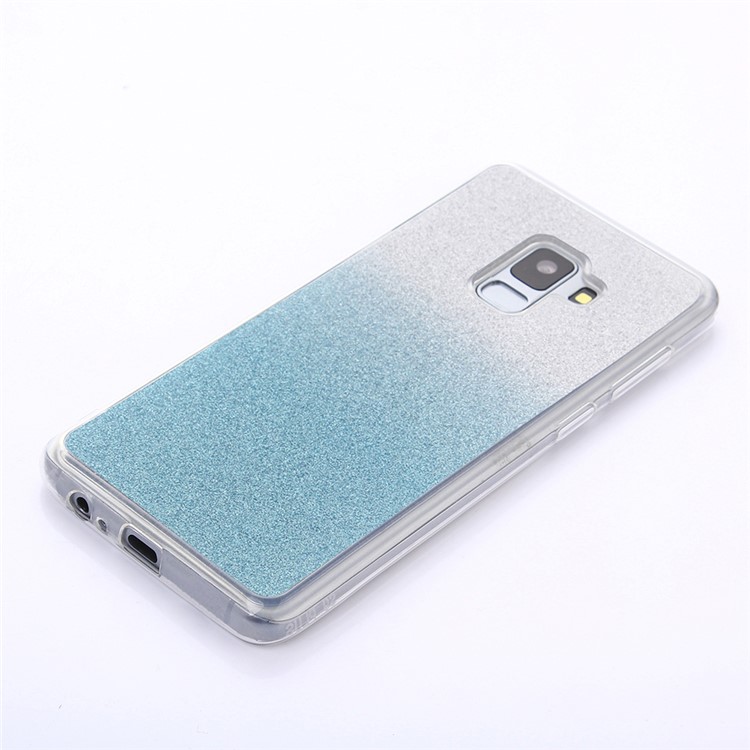 Gradient Glitter Powder Soft TPU Mobile Phone Cover for Samsung Galaxy A8 (2018) - Baby Blue-3