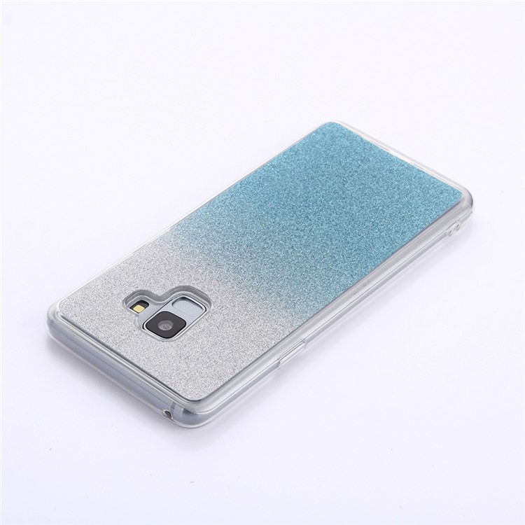 Gradient Glitter Powder Soft TPU Mobile Phone Cover for Samsung Galaxy A8 (2018) - Baby Blue-4