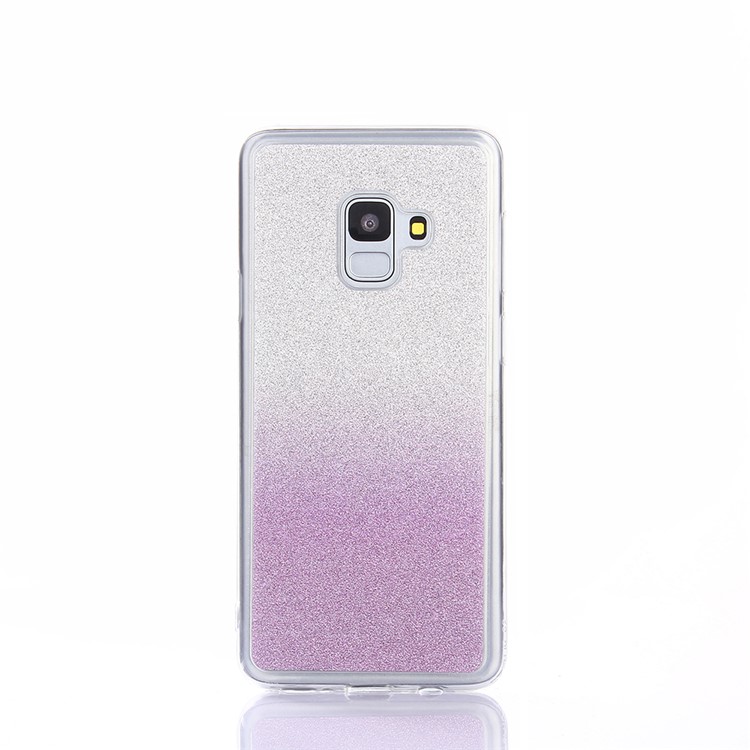 Gradient Glitter Powder TPU Protection Case Cover for Samsung Galaxy A8 (2018) - Purple-2