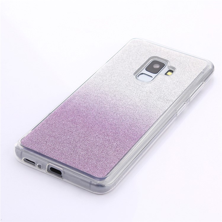 Gradient Glitter Powder TPU Protection Case Cover for Samsung Galaxy A8 (2018) - Purple-3