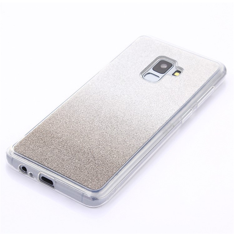 Gradient Glitter Powder Flexible TPU Phone Case for Samsung Galaxy A8 Plus (2018) - Grey-3