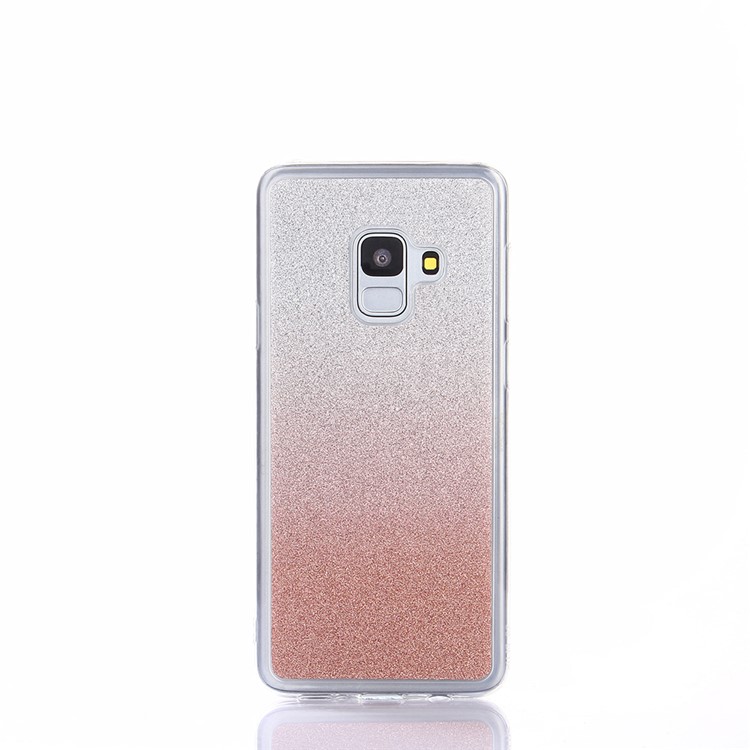 Gradient Glitter Powder Soft TPU Phone Shell for Samsung Galaxy A8 Plus (2018) - Pink-2