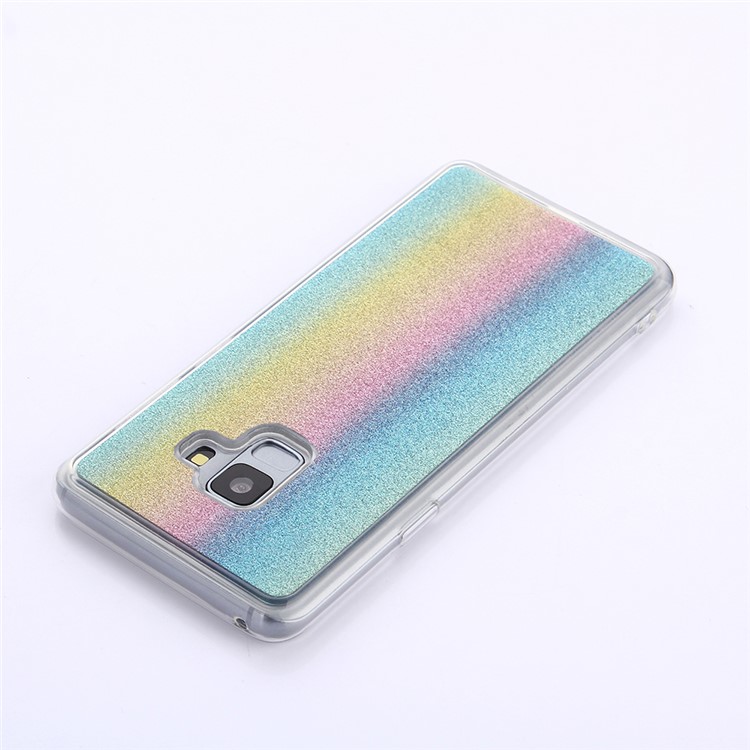 Gradient Glitter Powder TPU Back Phone Shell for Samsung Galaxy A8 Plus (2018) - Colorful Vertical Stripes-4