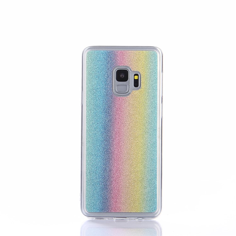 Gradient Glitter Powder TPU Back Phone Shell for Samsung Galaxy S9 SM-G960 - Colorful Vertical Stripes-2